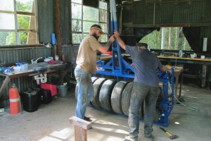 Machinery Shed building a roller for roadworks 3. Checking finished product